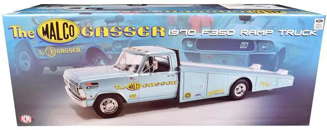 Alt view image 6 of 6 - 1970 Ford F-350 Ramp Truck Light Blue Metallic "Malco Gasser" Limited Edition to 240 pieces 1/18 Diecast Model Car by ACME