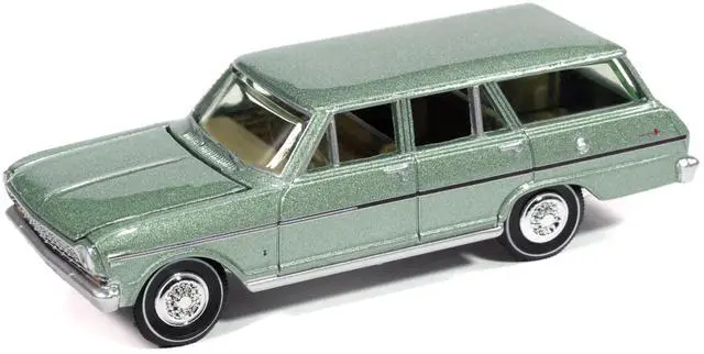 Alt view image 2 of 6 - 1963 Chevrolet II Nova 400 Wagon Laurel Green Metallic "Vintage Muscle" Series 1/64 Diecast Model Car by Auto World