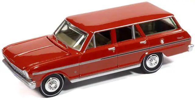 Alt view image 4 of 6 - 1963 Chevrolet II Nova 400 Wagon Riverside Red "Vintage Muscle" Series 1/64 Diecast Model Car by Auto World