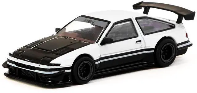 Alt view image 2 of 6 - Toyota Sprinter Trueno AE86 Widebody RHD White and Black with Tarmac Cards "Global64" Series 1/64 Diecast Model by Tarmac Works