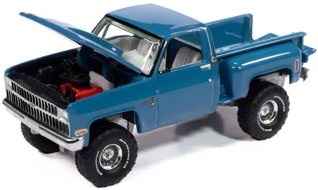 Alt view image 3 of 6 - 1981 Chevrolet Silverado Stepside Pickup Truck Blue "Muscle Trucks" Series 1/64 Diecast Model Car by Auto World