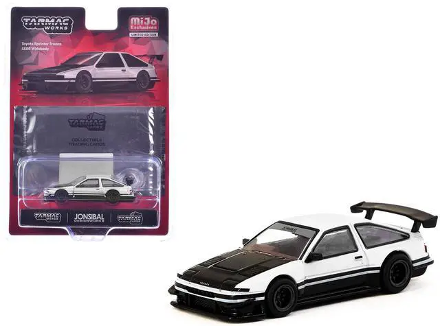 Alt view image 6 of 6 - Toyota Sprinter Trueno AE86 Widebody RHD White and Black with Tarmac Cards "Global64" Series 1/64 Diecast Model by Tarmac Works