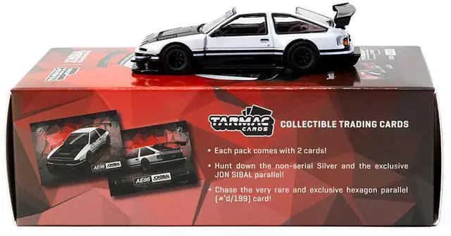 Alt view image 4 of 6 - Toyota Sprinter Trueno AE86 Widebody RHD White and Black with Tarmac Cards "Global64" Series 1/64 Diecast Model by Tarmac Works