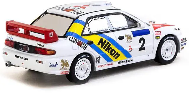 Alt view image 3 of 6 - Mitsubishi Lancer Evolution III #2 Winner "Hong Kong-Beijing Rally" (1995) "Global64" Series 1/64 Diecast Model by Tarmac Works