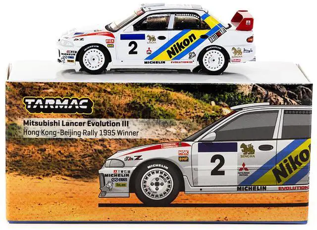 Alt view image 4 of 6 - Mitsubishi Lancer Evolution III #2 Winner "Hong Kong-Beijing Rally" (1995) "Global64" Series 1/64 Diecast Model by Tarmac Works