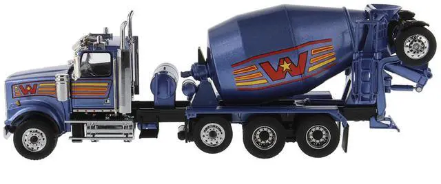 Alt view image 2 of 6 - Western Star 4900 with Bridgemaster McNeilus Mixer Blue Metallic "Transport Series" 1/50 Diecast Model by Diecast Masters