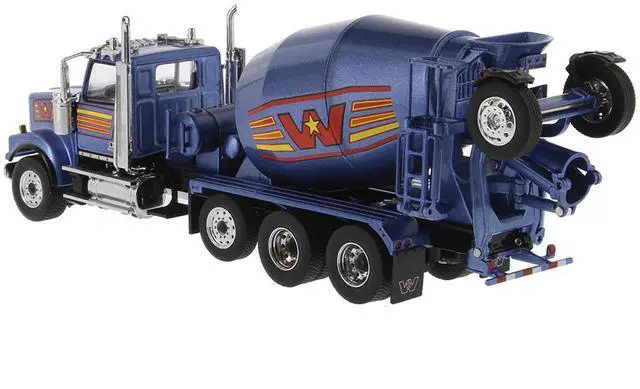 Alt view image 3 of 6 - Western Star 4900 with Bridgemaster McNeilus Mixer Blue Metallic "Transport Series" 1/50 Diecast Model by Diecast Masters