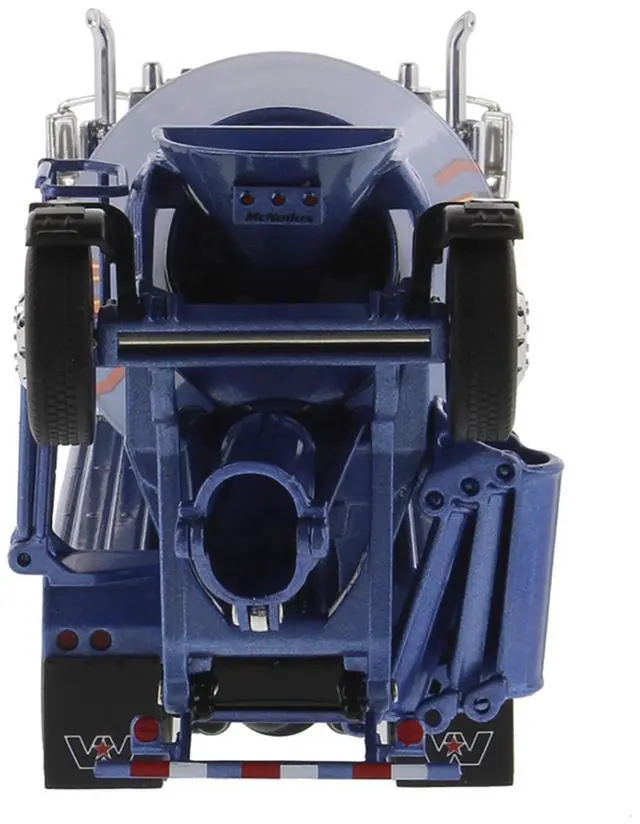 Alt view image 5 of 6 - Western Star 4900 with Bridgemaster McNeilus Mixer Blue Metallic "Transport Series" 1/50 Diecast Model by Diecast Masters