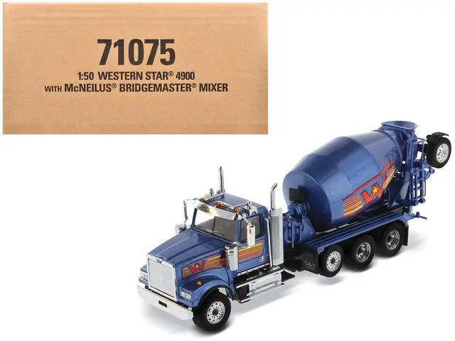 Main image of Western Star 4900 with Bridgemaster McNeilus Mixer Blue Metallic "Transport Series" 1/50 Diecast Model by Diecast Masters