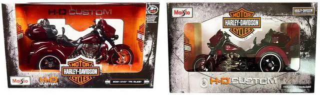 Alt view image 3 of 3 - 2021 Harley Davidson CVO Tri Glide Motorcycle Dark Red Metallic "H-D Custom" 1/12 Diecast Model Car by Maisto