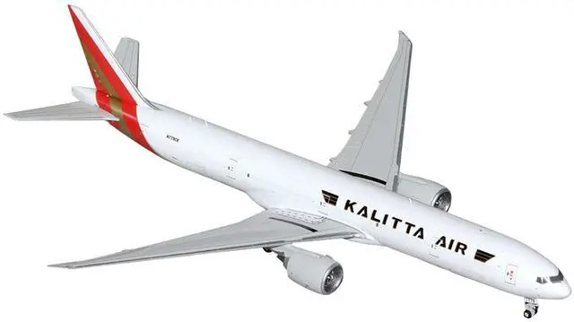 Alt view image 2 of 3 - Boeing 777-300ER Commercial Aircraft "Kalitta Air" (N779CK) White with Red Tail 1/400 Diecast Model Airplane by GeminiJets