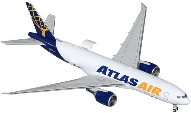 Alt view image 2 of 3 - Boeing 777-200LRF Commercial Aircraft "Atlas Air" (N703GT) White with Blue Tail "Interactive Series"