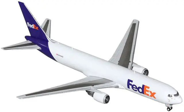 Alt view image 2 of 3 - Boeing 767-300F Commercial Aircraft "FedEx (Federal Express)" White with Purple Tail 1/400 Diecast Model Airplane by GeminiJets