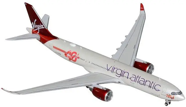 Alt view image 2 of 3 - Airbus A330-900 Commercial Aircraft "Virgin Atlantic" (G-VSRB) Gray with Red Tail 1/400 Diecast Model Airplane by GeminiJets