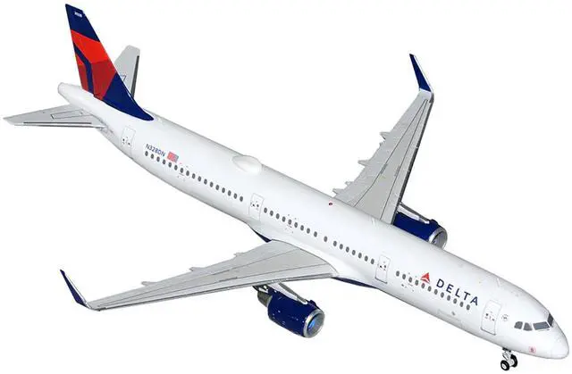 Alt view image 2 of 3 - Airbus A321 Commercial Aircraft "Delta Air Lines" White with Blue and Red Tail 1/200 Diecast Model Airplane by GeminiJets