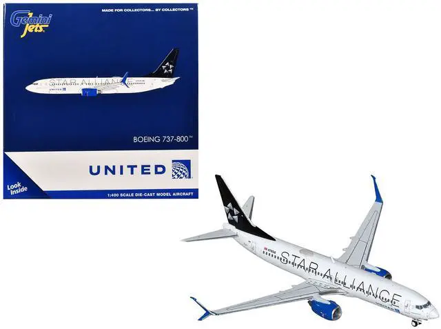 Main image of Boeing 737-800 Commercial Aircraft "United Airlines" White with Black Tail 1/400 Diecast Model Airplane by GeminiJets