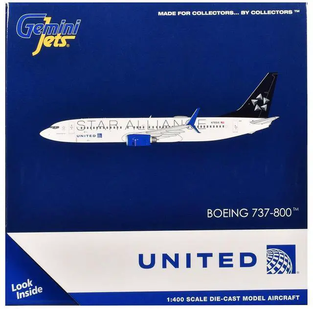 Alt view image 3 of 3 - Boeing 737-800 Commercial Aircraft "United Airlines" White with Black Tail 1/400 Diecast Model Airplane by GeminiJets