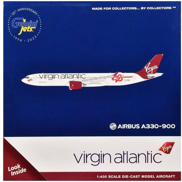 Alt view image 3 of 3 - Airbus A330-900 Commercial Aircraft "Virgin Atlantic" (G-VSRB) Gray with Red Tail 1/400 Diecast Model Airplane by GeminiJets