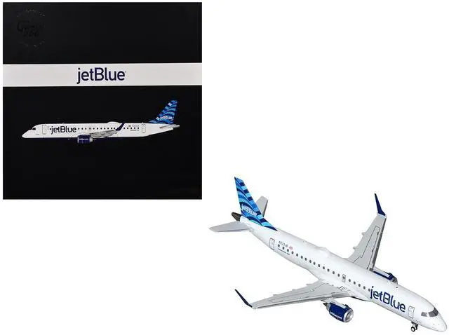 Main image of Embraer ERJ-190 Commercial Aircraft "JetBlue Airways" White with Blue Striped Tail 1/200 Diecast Model Airplane by GeminiJets