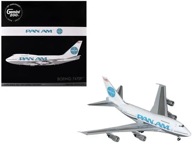 Main image of Boeing 747SP Commercial Aircraft "Pan American Airways" White with Blue Tail 1/200 Diecast Model Airplane by GeminiJets