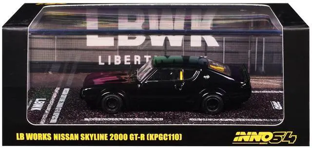 Alt view image 6 of 6 - Nissan Skyline 2000 GT-R (KPGC110) RHD (Right Hand Drive) "LB-Works" Black 1/64 Diecast Model Car by Inno Models