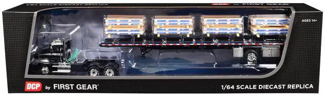 Alt view image 6 of 6 - Mack Pinnacle Day Cab w/Minimizer Parts & 53' Wilson Flatbed w/Pallets Black w/Silver 1/64 Diecast Model by DCP/First Gear