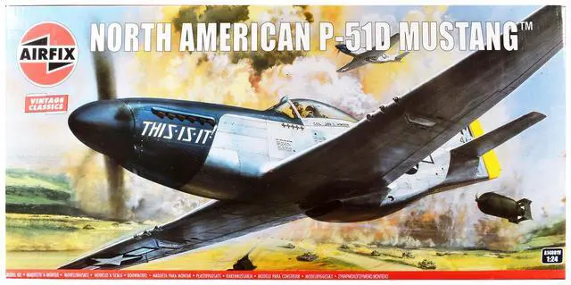 Main image of Level 4 Model Kit North American P-51D Mustang Aircraft with 2 Scheme Options 1/24 Plastic Model Kit by Airfix