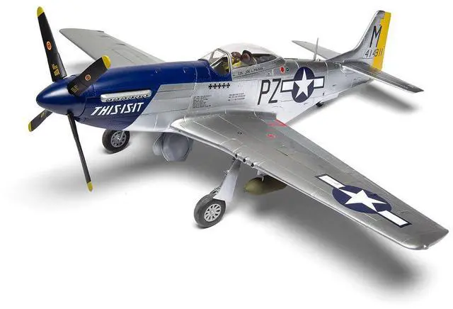 Alt view image 2 of 6 - Level 4 Model Kit North American P-51D Mustang Aircraft with 2 Scheme Options 1/24 Plastic Model Kit by Airfix