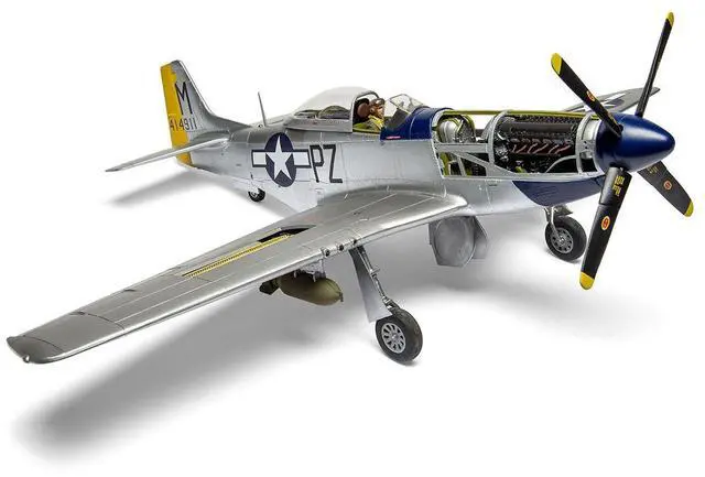 Alt view image 3 of 6 - Level 4 Model Kit North American P-51D Mustang Aircraft with 2 Scheme Options 1/24 Plastic Model Kit by Airfix