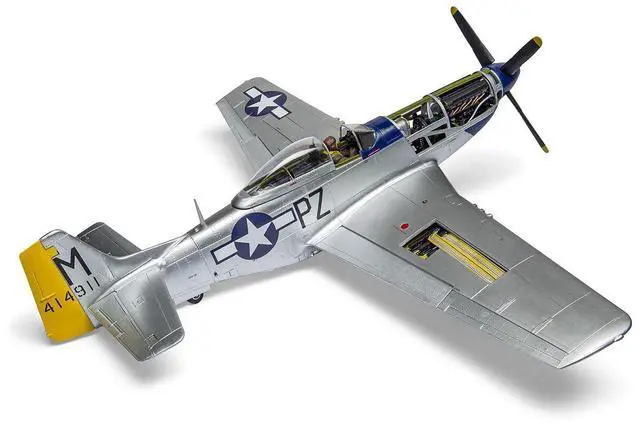 Alt view image 4 of 6 - Level 4 Model Kit North American P-51D Mustang Aircraft with 2 Scheme Options 1/24 Plastic Model Kit by Airfix