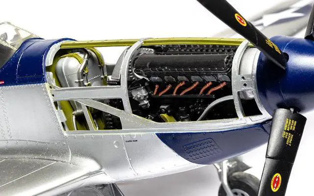 Alt view image 5 of 6 - Level 4 Model Kit North American P-51D Mustang Aircraft with 2 Scheme Options 1/24 Plastic Model Kit by Airfix