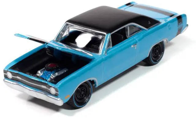 Alt view image 3 of 9 - 1969 Dodge Dart GTS 340 Blue with Black Top and Stripes "Goodyear Blue Streak" 1/64 Diecast Model Cars by Johnny Lightning
