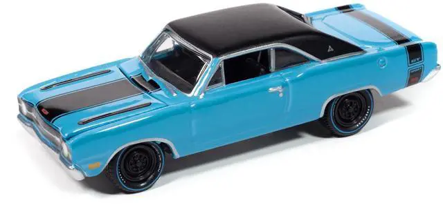 Alt view image 4 of 9 - 1969 Dodge Dart GTS 340 Blue with Black Top and Stripes "Goodyear Blue Streak" 1/64 Diecast Model Cars by Johnny Lightning