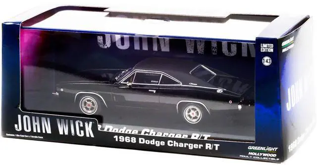 Alt view image 5 of 5 - 1968 Dodge Charger R/T Black with Black Vinyl Top "John Wick" 1/43 Diecast Model Car by Greenlight