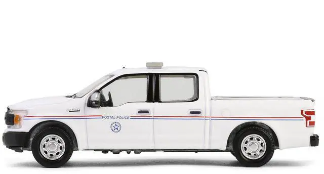 Alt view image 2 of 6 - 2020 Ford F-150 XL Pickup Truck "USPS Postal Police" White with Red and Blue 1/64 Diecast Model Car by Greenlight