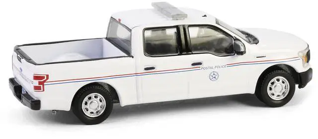Alt view image 3 of 6 - 2020 Ford F-150 XL Pickup Truck "USPS Postal Police" White with Red and Blue 1/64 Diecast Model Car by Greenlight