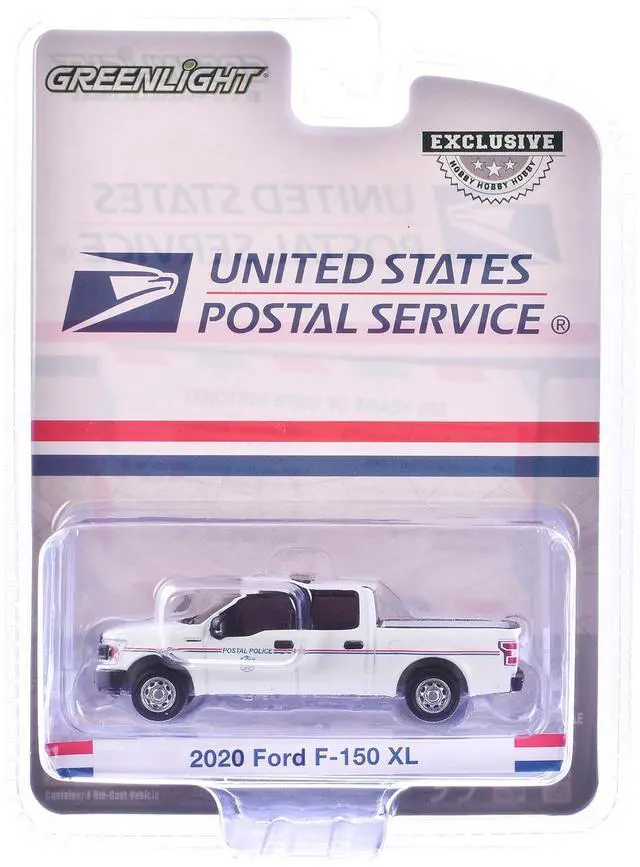 Alt view image 6 of 6 - 2020 Ford F-150 XL Pickup Truck "USPS Postal Police" White with Red and Blue 1/64 Diecast Model Car by Greenlight