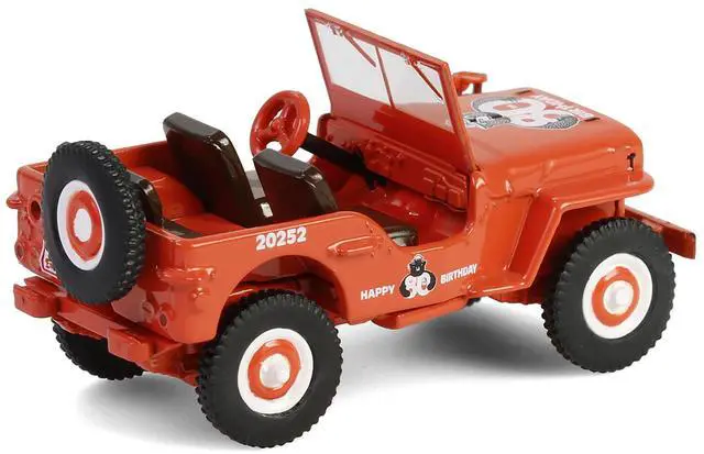 Alt view image 3 of 6 - 1944 Willys MB Jeep Red "Smokey Bear 80th Anniversary" "Anniversary Collection" Series 17 1/64 Die Cast Model Car by Greenlight