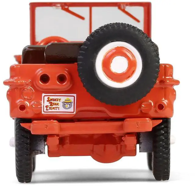 Alt view image 5 of 6 - 1944 Willys MB Jeep Red "Smokey Bear 80th Anniversary" "Anniversary Collection" Series 17 1/64 Die Cast Model Car by Greenlight
