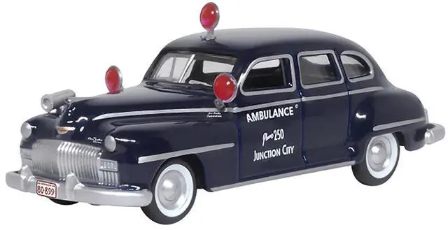 Alt view image 5 of 6 - 1946 DeSoto Suburban Ambulance Dark Blue "Junction City Ambulance" 1/87 (HO) Scale Diecast Model Car by Oxford Diecast
