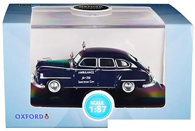 Alt view image 6 of 6 - 1946 DeSoto Suburban Ambulance Dark Blue "Junction City Ambulance" 1/87 (HO) Scale Diecast Model Car by Oxford Diecast
