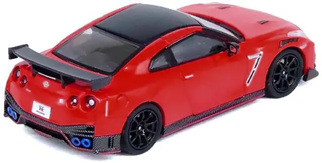 Alt view image 3 of 6 - Nissan GT-R (R35) Nismo RHD (Right Hand Drive) Red with Carbon Hood and Top 1/64 Diecast Model Car by Inno Models