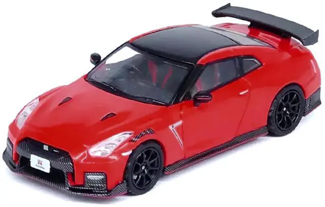 Alt view image 2 of 6 - Nissan GT-R (R35) Nismo RHD (Right Hand Drive) Red with Carbon Hood and Top 1/64 Diecast Model Car by Inno Models