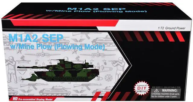 Alt view image 6 of 6 - United States M1A2 SEP Tank w/Mine Plow (Plowing Mode) "Fort Knox" (2002)" Green Camouflage 1/72 Plastic Model by Dragon Models