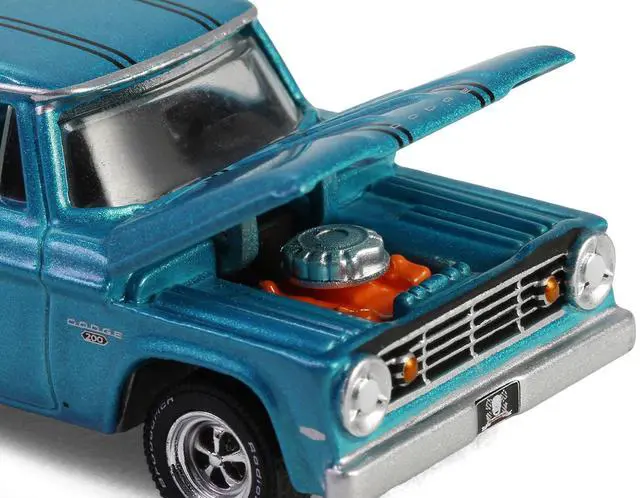 Alt view image 6 of 6 - 1969 Plymouth GTX Turquoise Metallic & 1967 Dodge D-200 Truck  Trailer "Graveyard Carz" 1/64 Die Cast Model Car by Greenlight