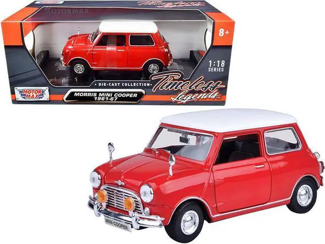Alt view image 7 of 7 - 1961-1967 Morris Mini Cooper Red with White Top "Timeless Legends" 1/18 Diecast Model Car by Motormax
