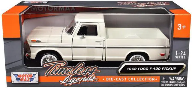 Main image of 1969 Ford F-100 Pickup Truck Cream "Timeless Legends" Series 1/24 Die Cast Model Car by Motormax