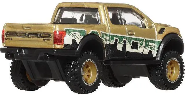 Alt view image 4 of 6 - 2017 Ford F-150 Raptor Pickup Truck Gold Metallic with Graphics "HW Off Road" Series Diecast Model Car by Hot Wheels