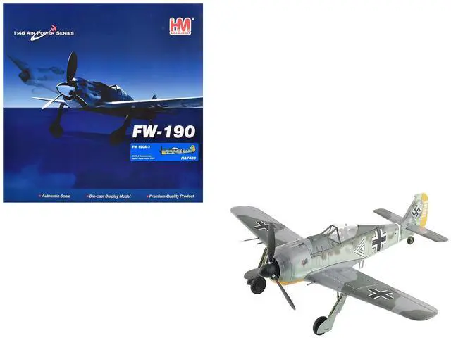 Main image of Focke-Wulf FW 190A-3 Fighter Aircraft German Luftwaffe "Air Power Series" 1/48 Diecast Model Hobby Master