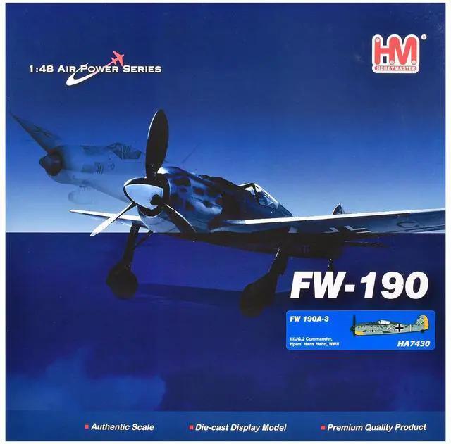 Alt view image 6 of 6 - Focke-Wulf FW 190A-3 Fighter Aircraft German Luftwaffe "Air Power Series" 1/48 Diecast Model Hobby Master